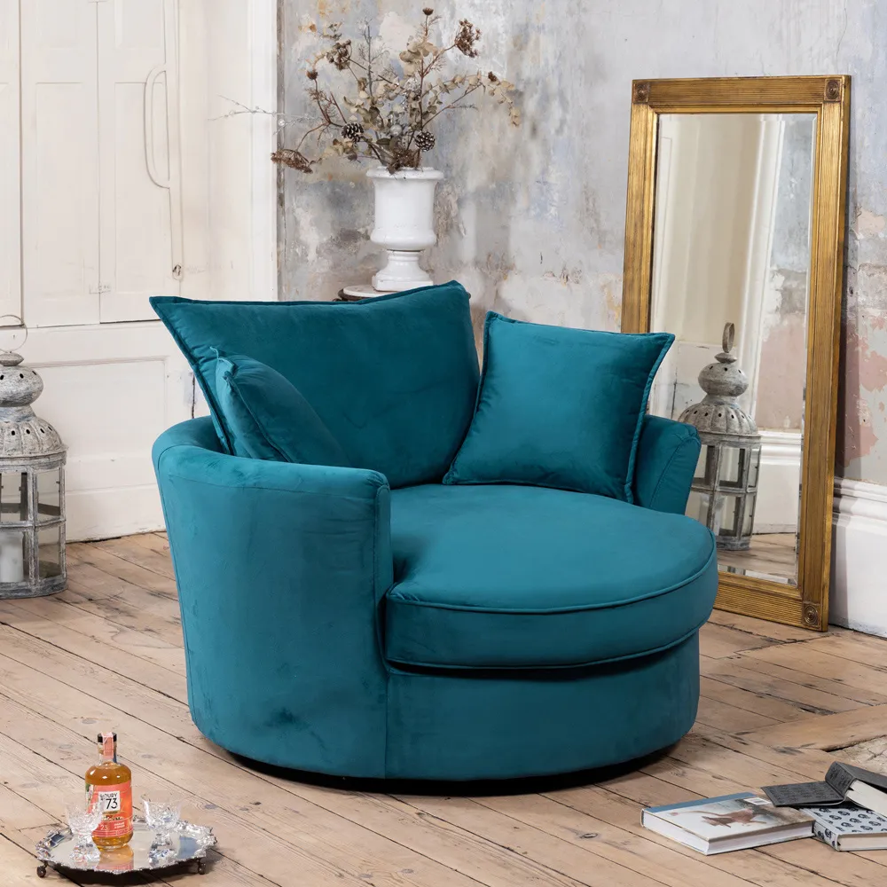 Havana Swivel Cuddle Chair - Teal, Velvet