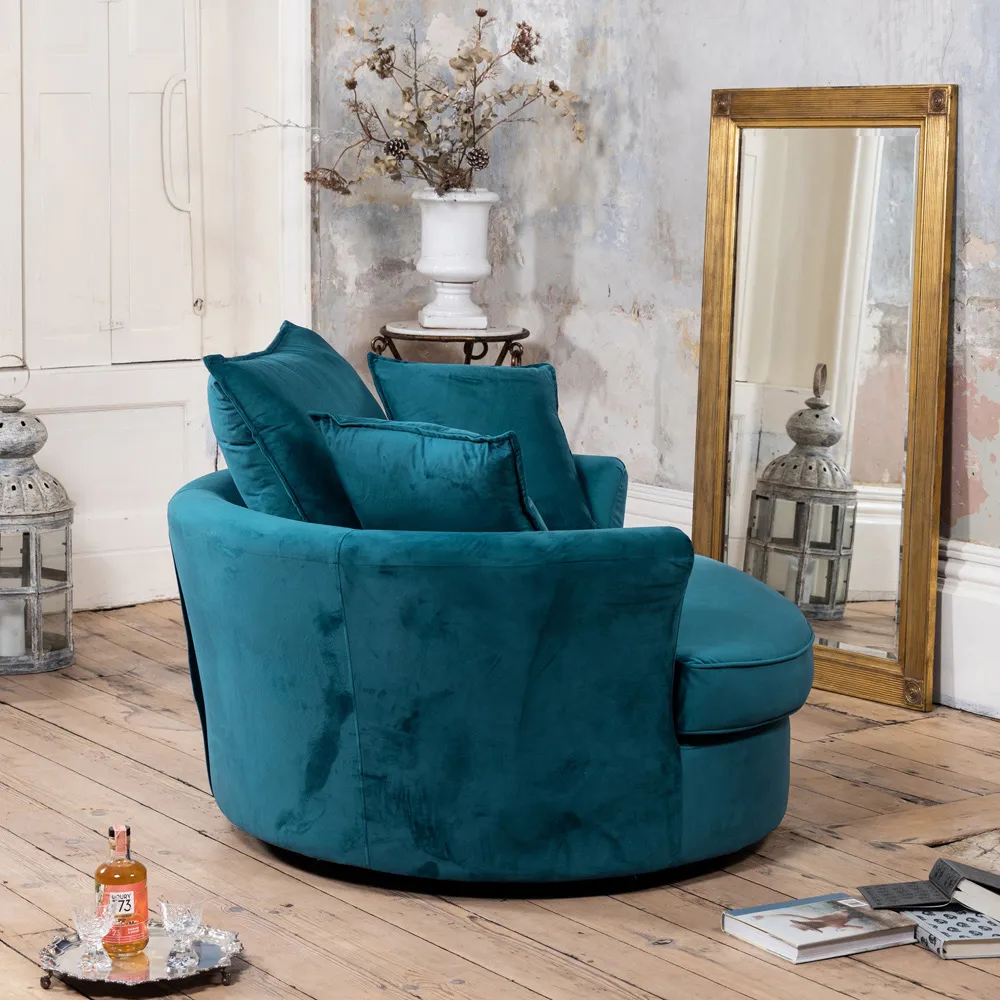 Havana Swivel Cuddle Chair - Teal, Velvet