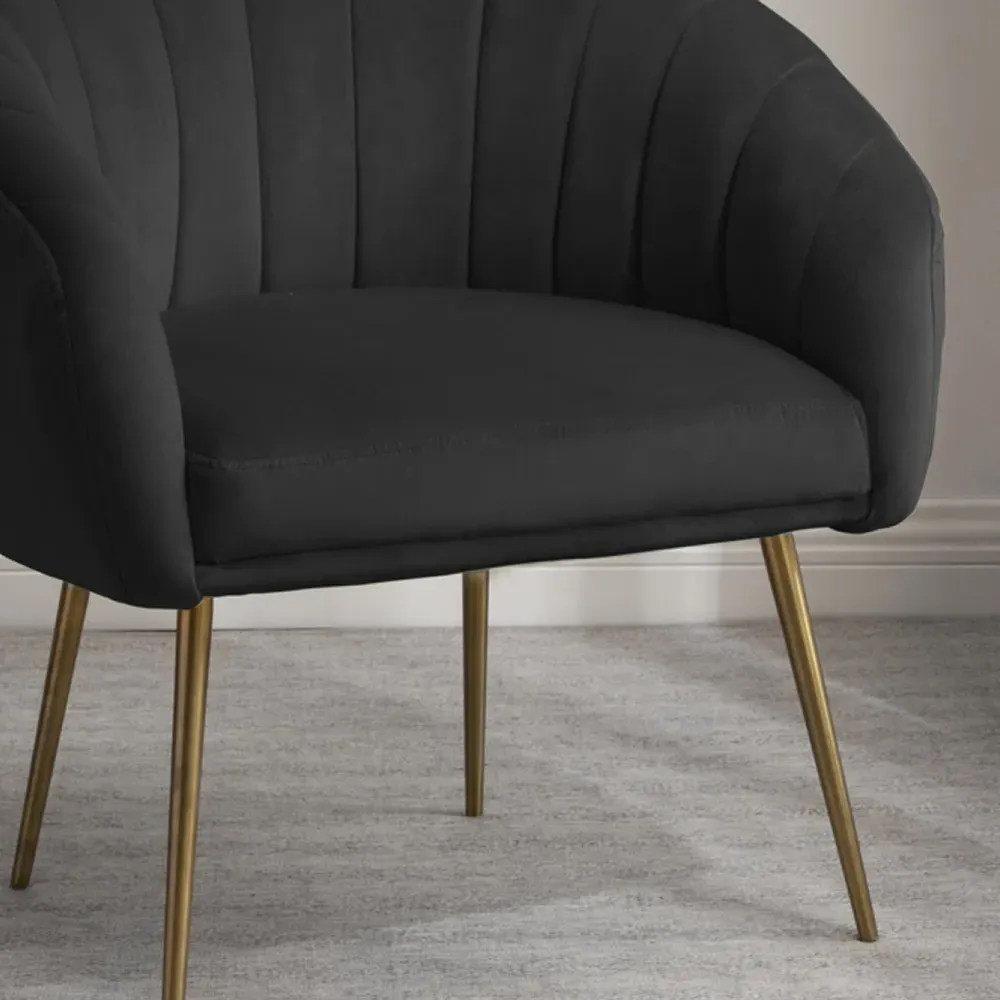 Helena Accent Chair - Black, Velvet