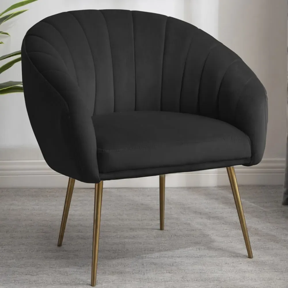 Helena Accent Chair - Black, Velvet image