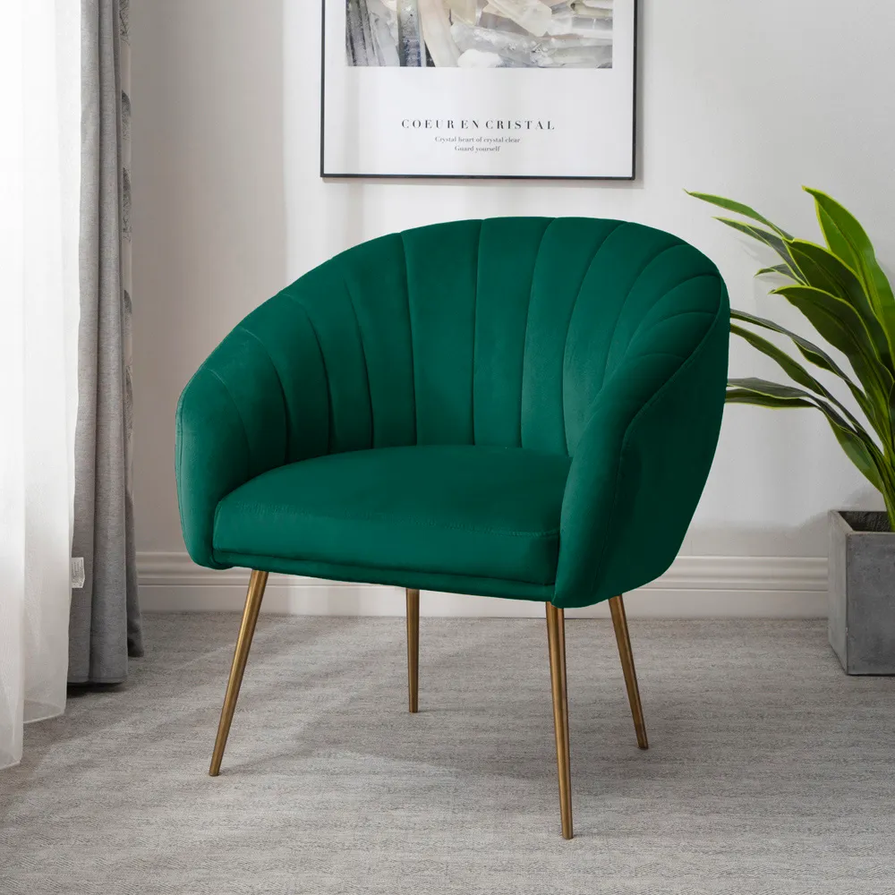Helena Accent Chair - Green, Velvet