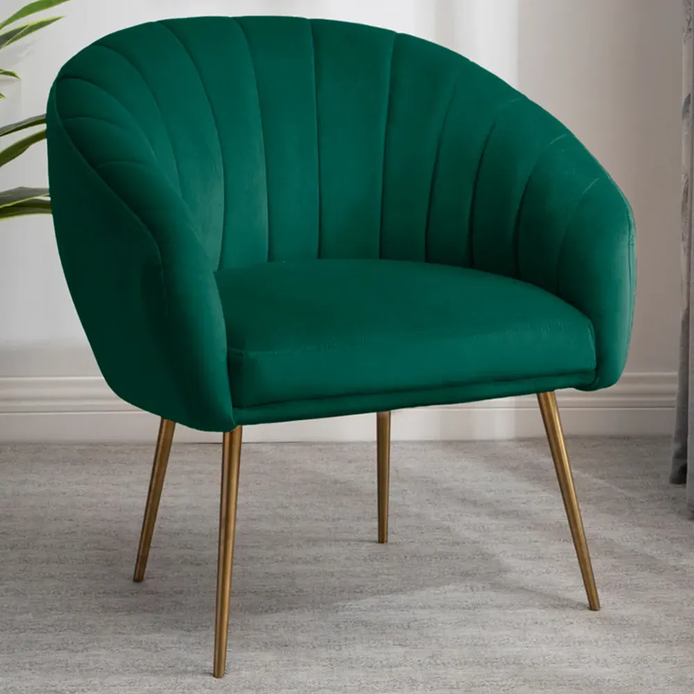 Helena Accent Chair - Green, Velvet