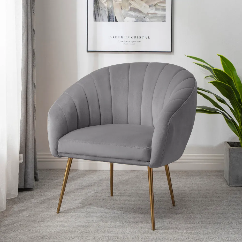 Helena Accent Chair - Grey, Velvet