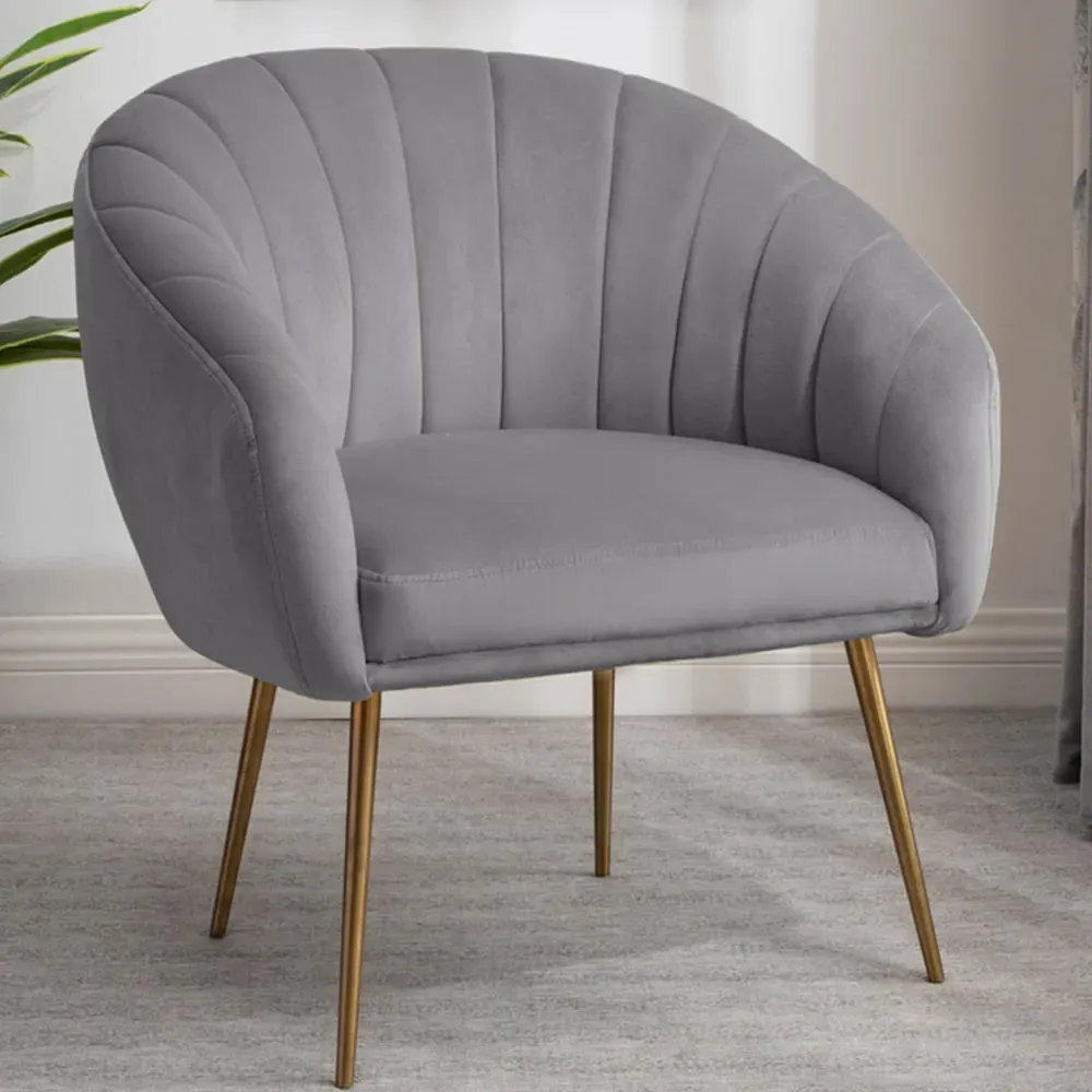 Helena Accent Chair - Grey, Velvet