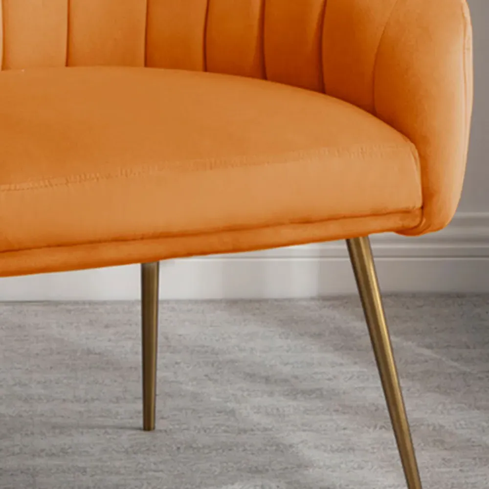 Helena Accent Chair - Orange, Velvet
