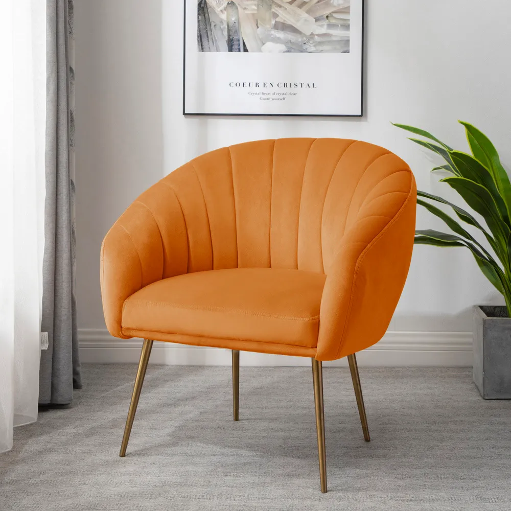 Helena Accent Chair - Orange, Velvet