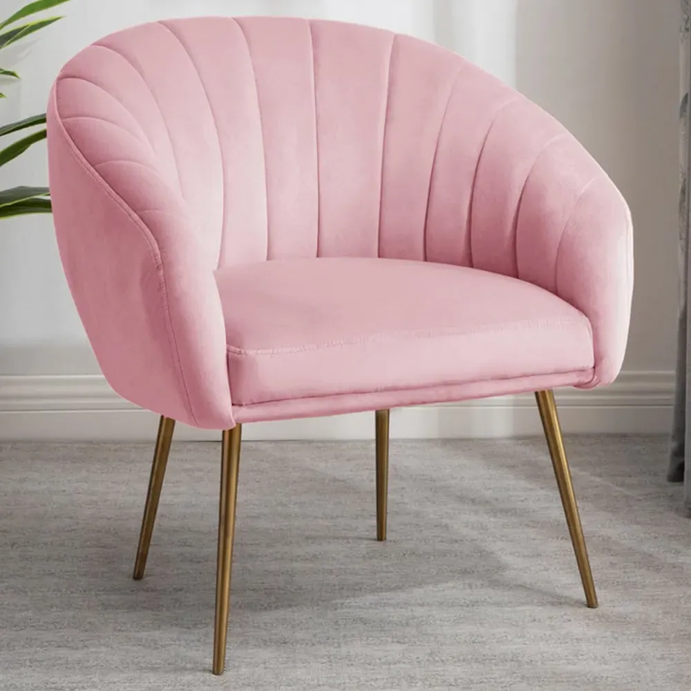 Helena Accent Chair - Pink, Velvet