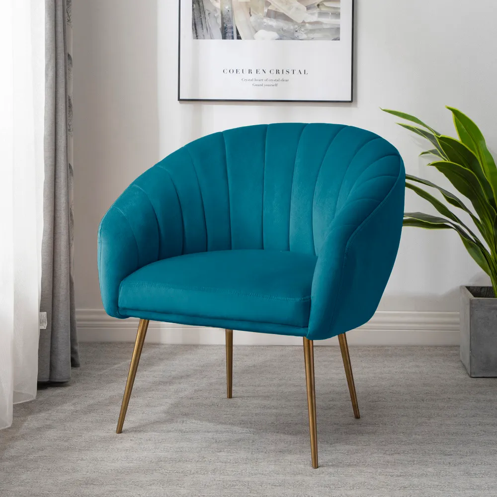 Helena Accent Chair - Teal, Velvet