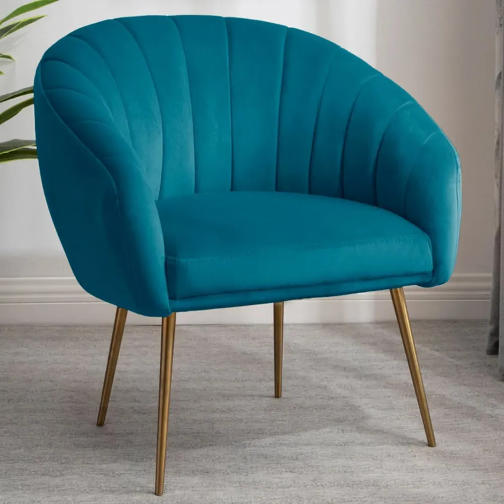 Helena Accent Chair - Teal, Velvet