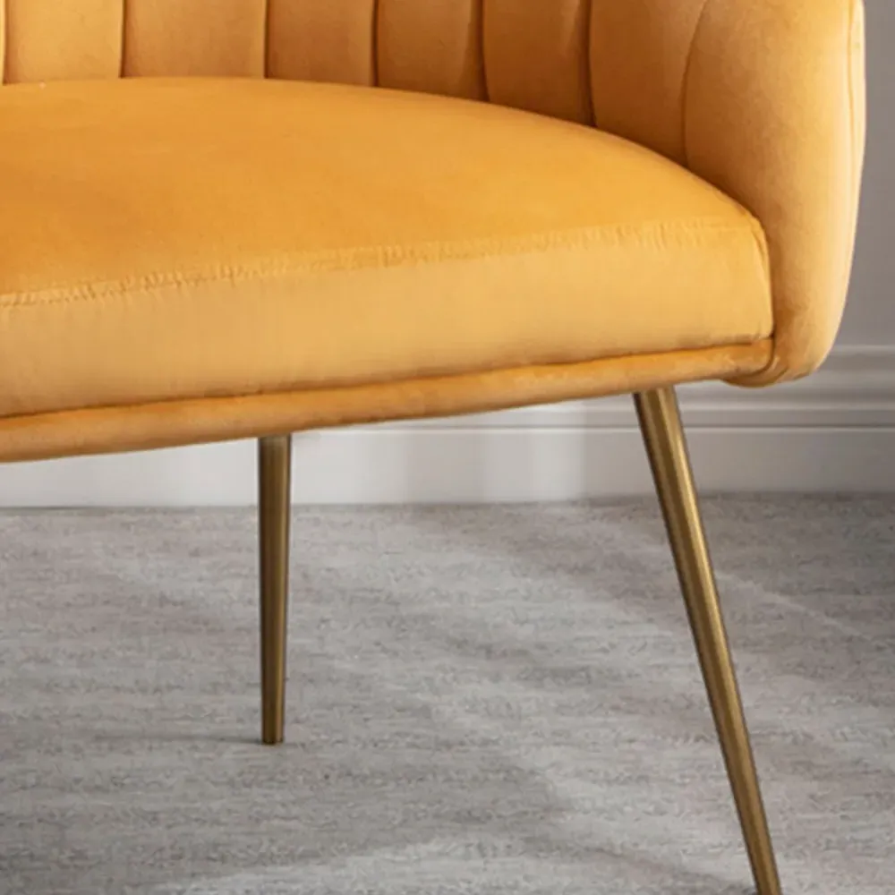 Helena Accent Chair - Yellow, Velvet