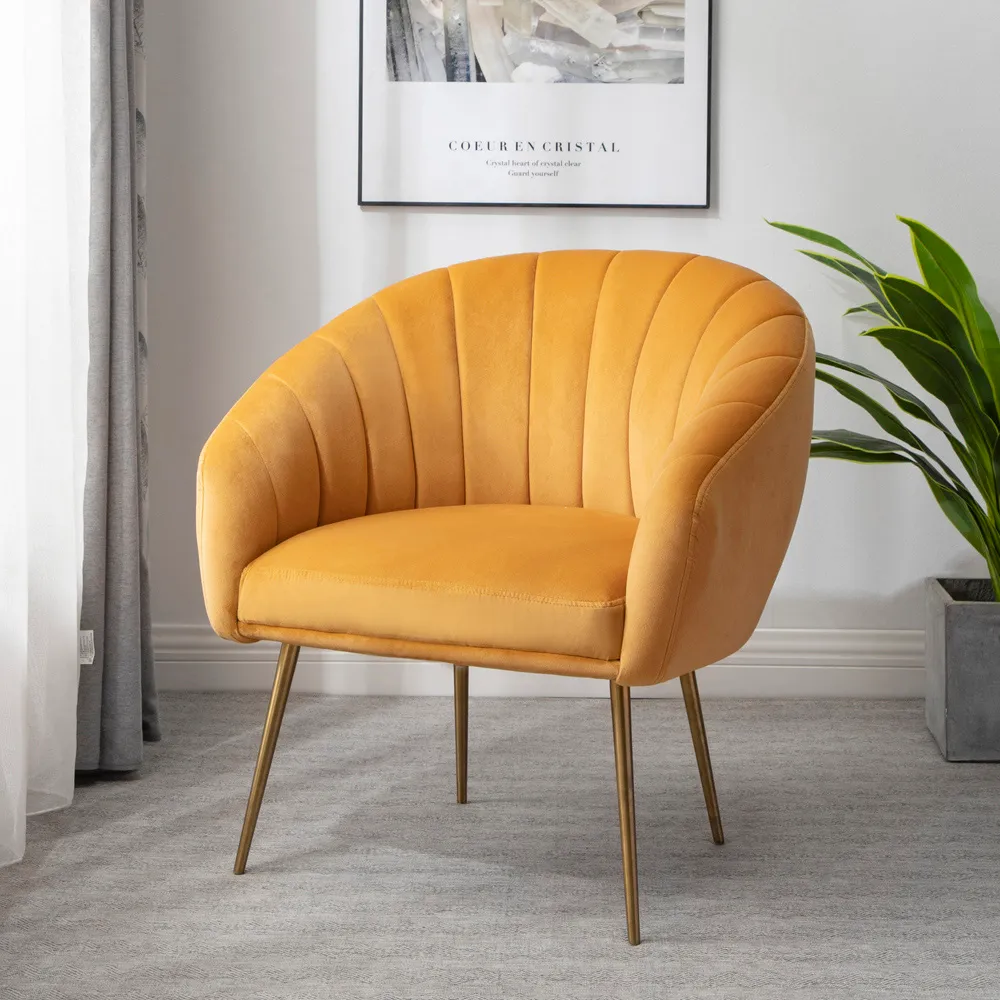 Helena Accent Chair - Yellow, Velvet