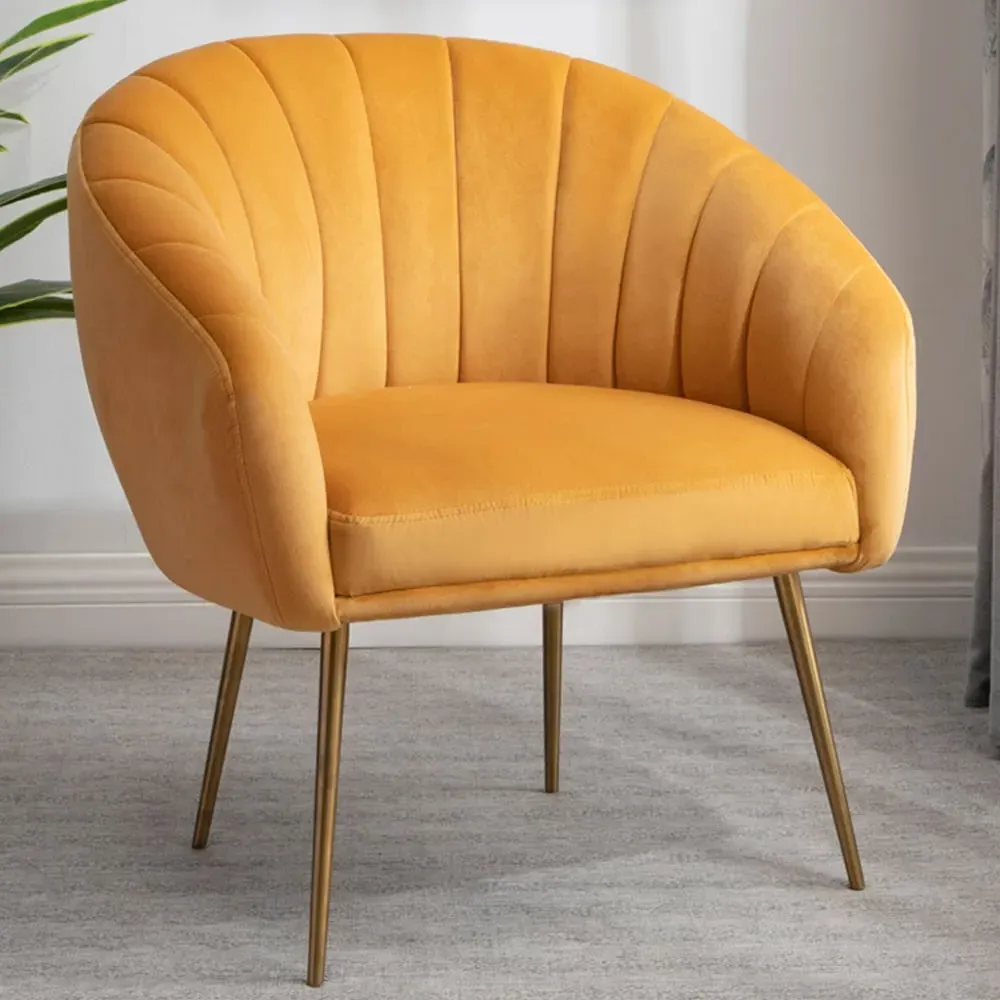 Helena Accent Chair - Yellow, Velvet