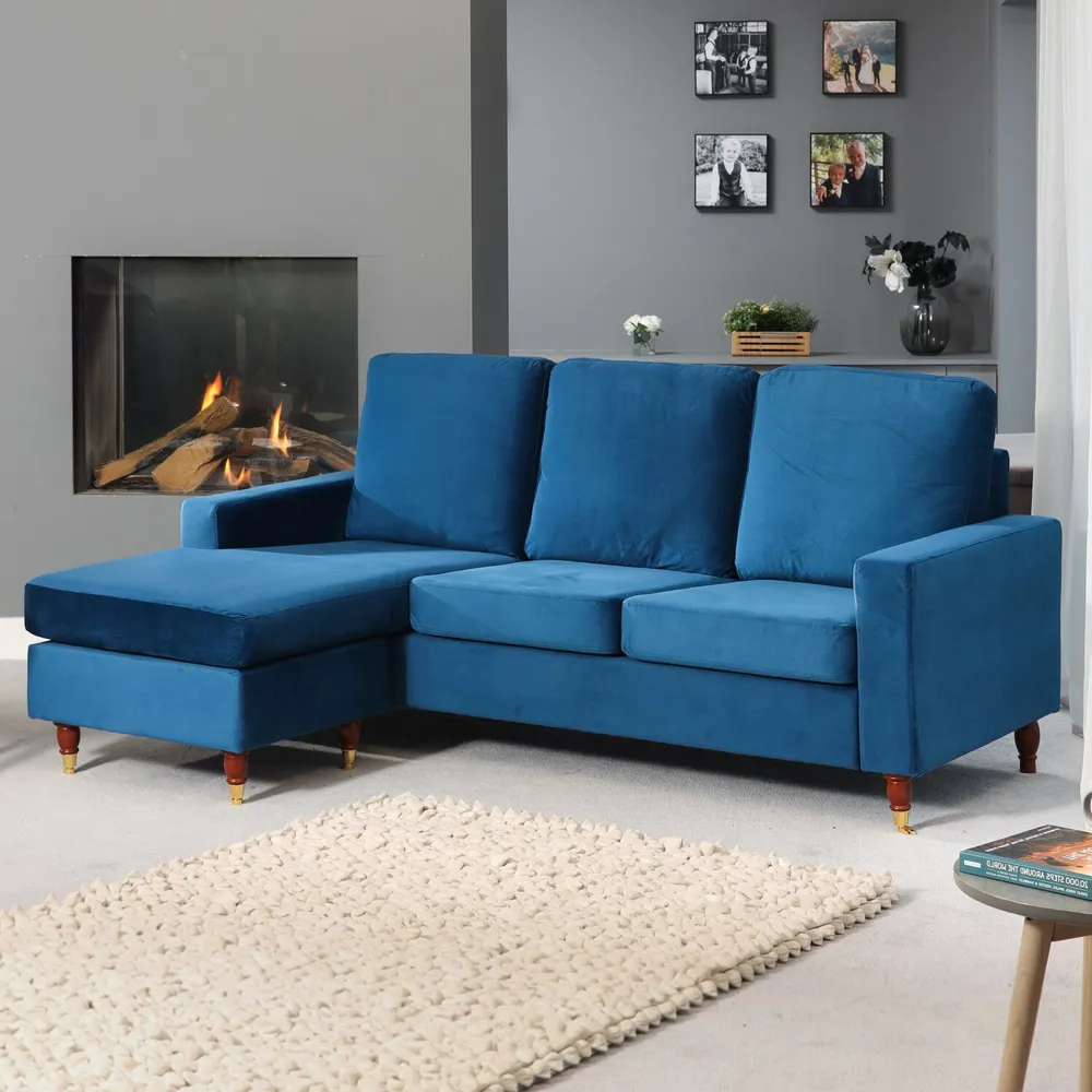 Hendrick 3-Seater Reversible Corner Sofa - Blue