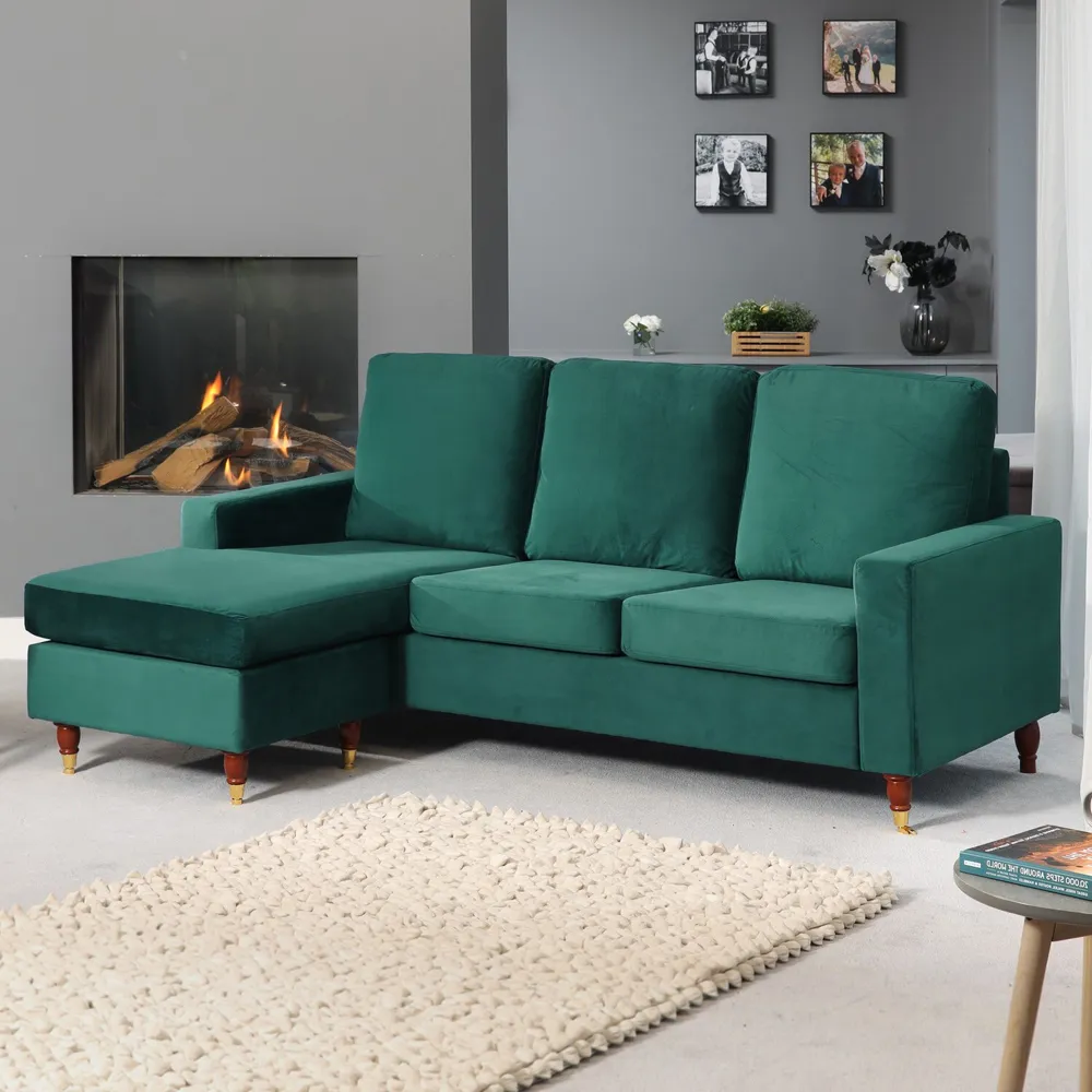 Hendrick 3-Seater Reversible Corner Sofa - Green