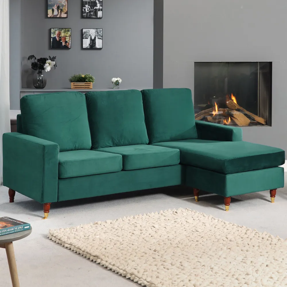 Hendrick 3-Seater Reversible Corner Sofa - Green