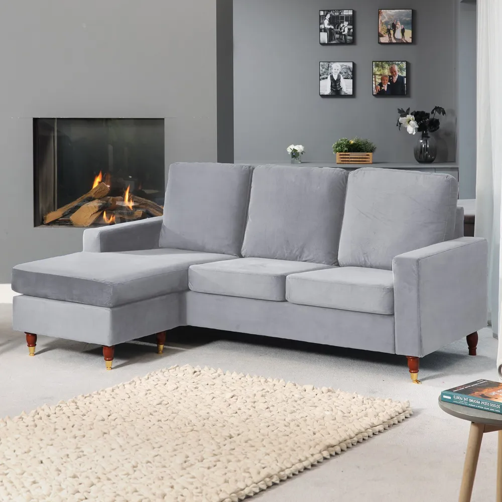 Hendrick 3-Seater Reversible Corner Sofa - Grey