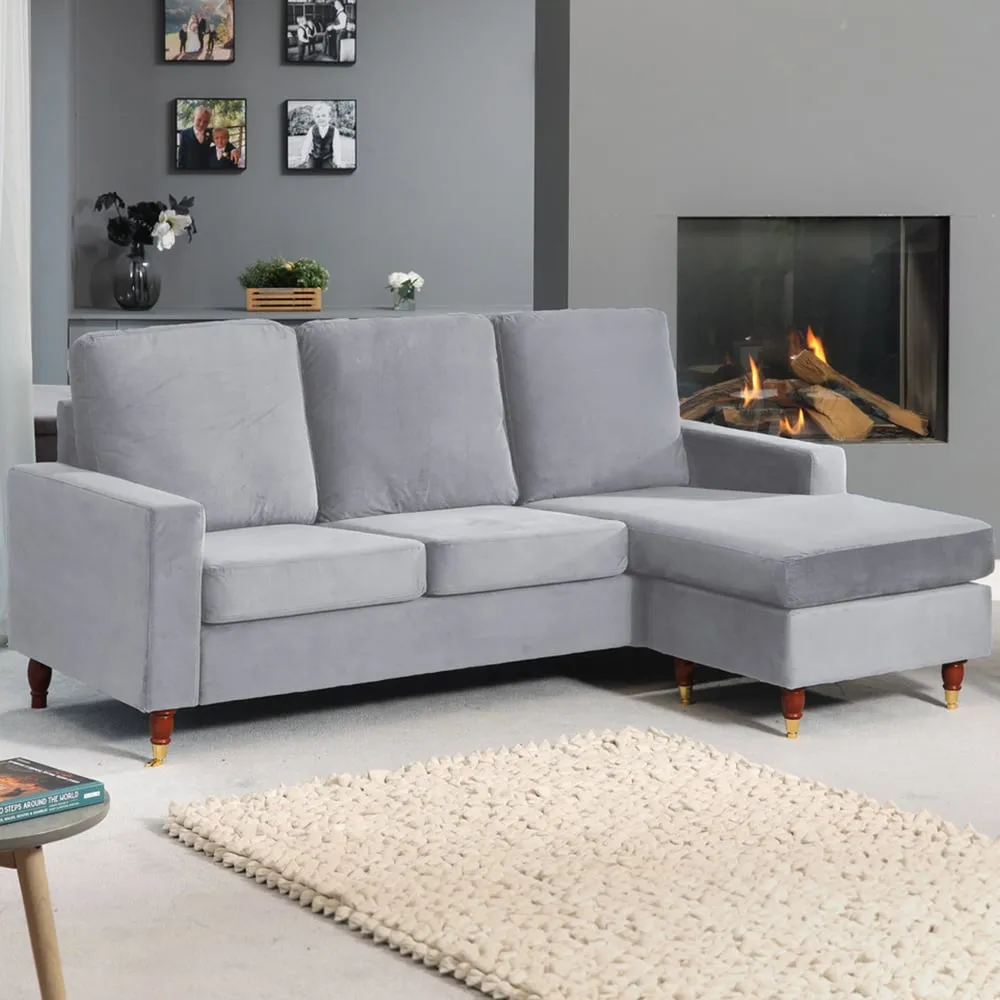 Hendrick 3-Seater Reversible Corner Sofa - Grey