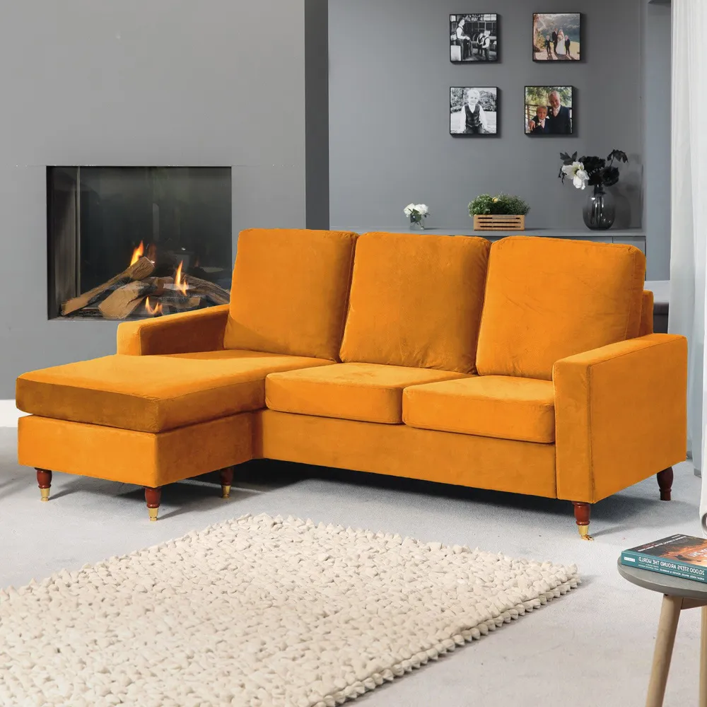 Hendrick 3-Seater Reversible Corner Sofa - Orange