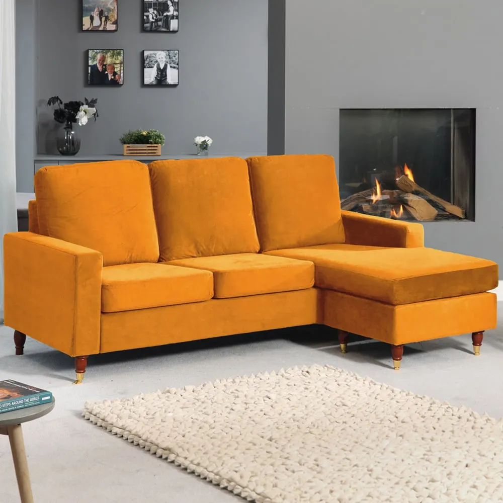 Hendrick 3-Seater Reversible Corner Sofa - Orange
