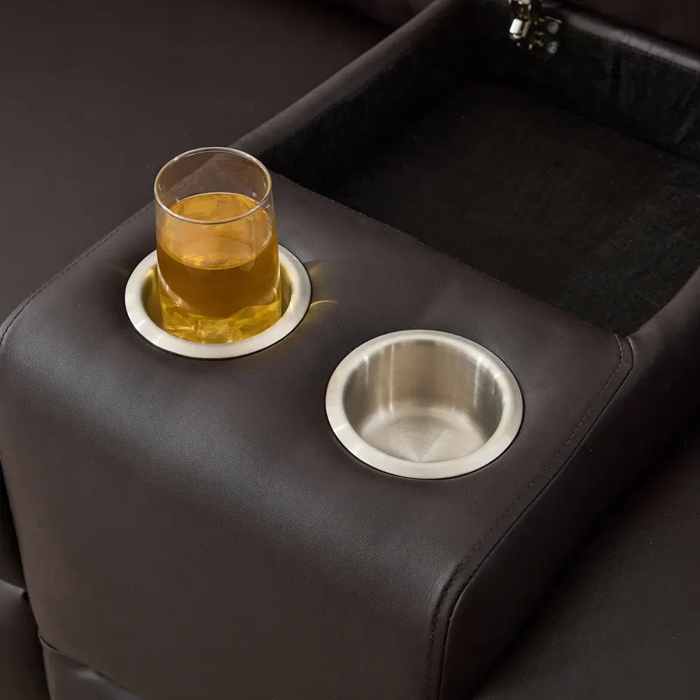 Hudson 2-Seater Recliner Sofa with Console - Brown, Leather