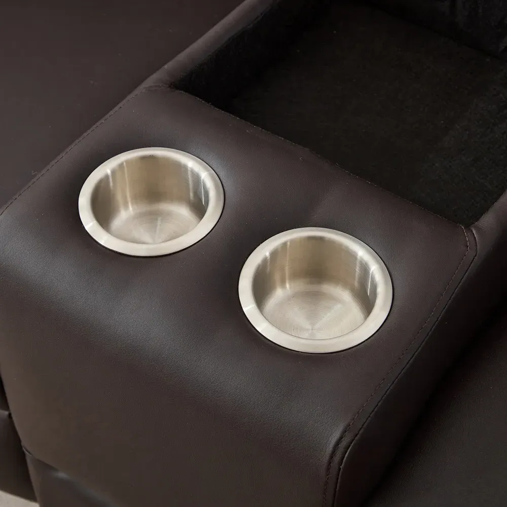 Hudson 2-Seater Recliner Sofa with Console - Brown, Leather