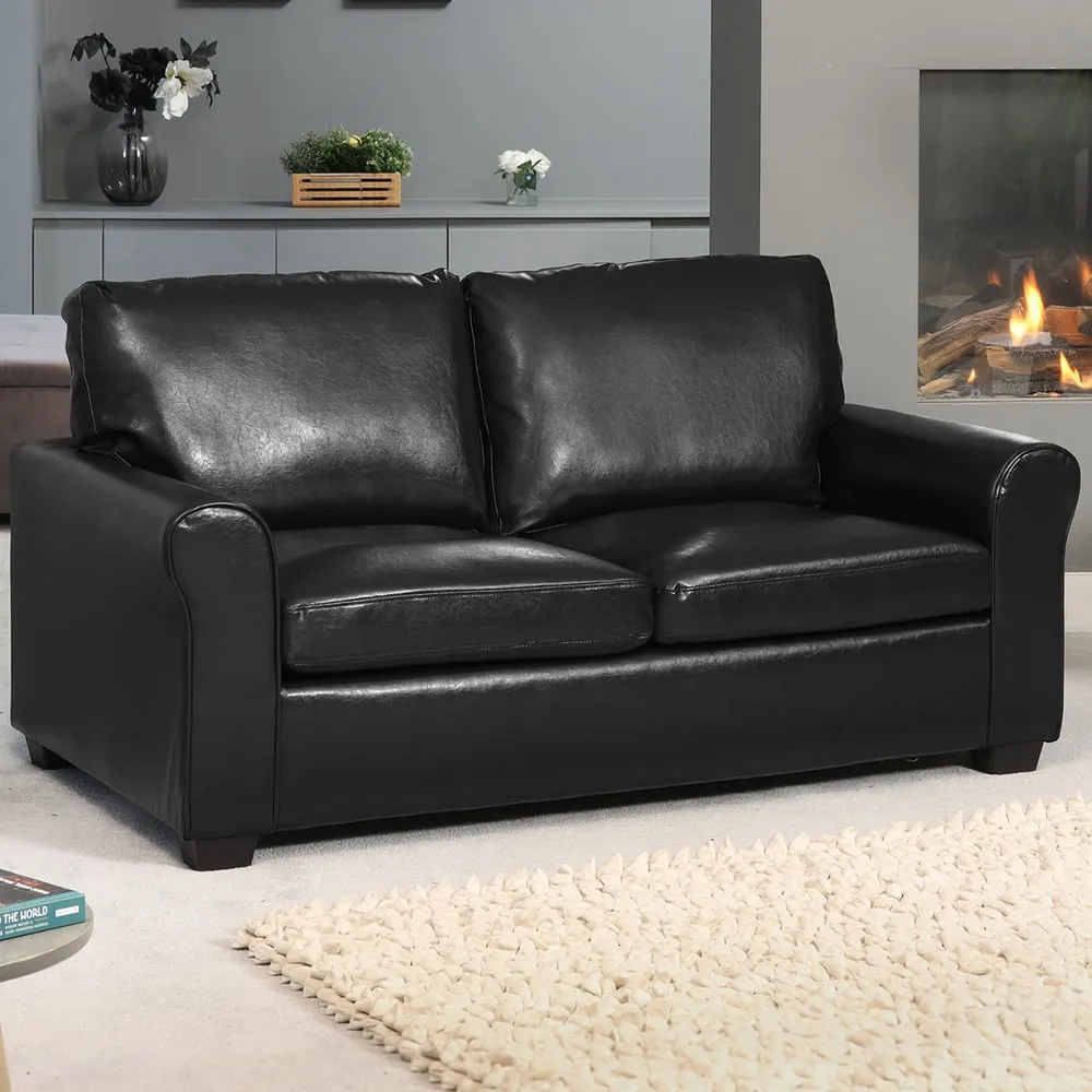 Lauderdale 2-Seater Sofa Bed with Pull-Out - Black, Bonded Leather image