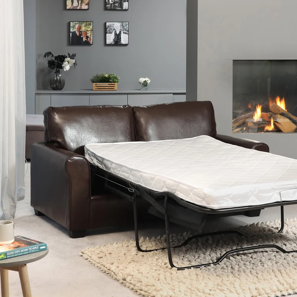 Lauderdale 2-Seater Sofa Bed with Pull-Out - Brown, Bonded Leather
