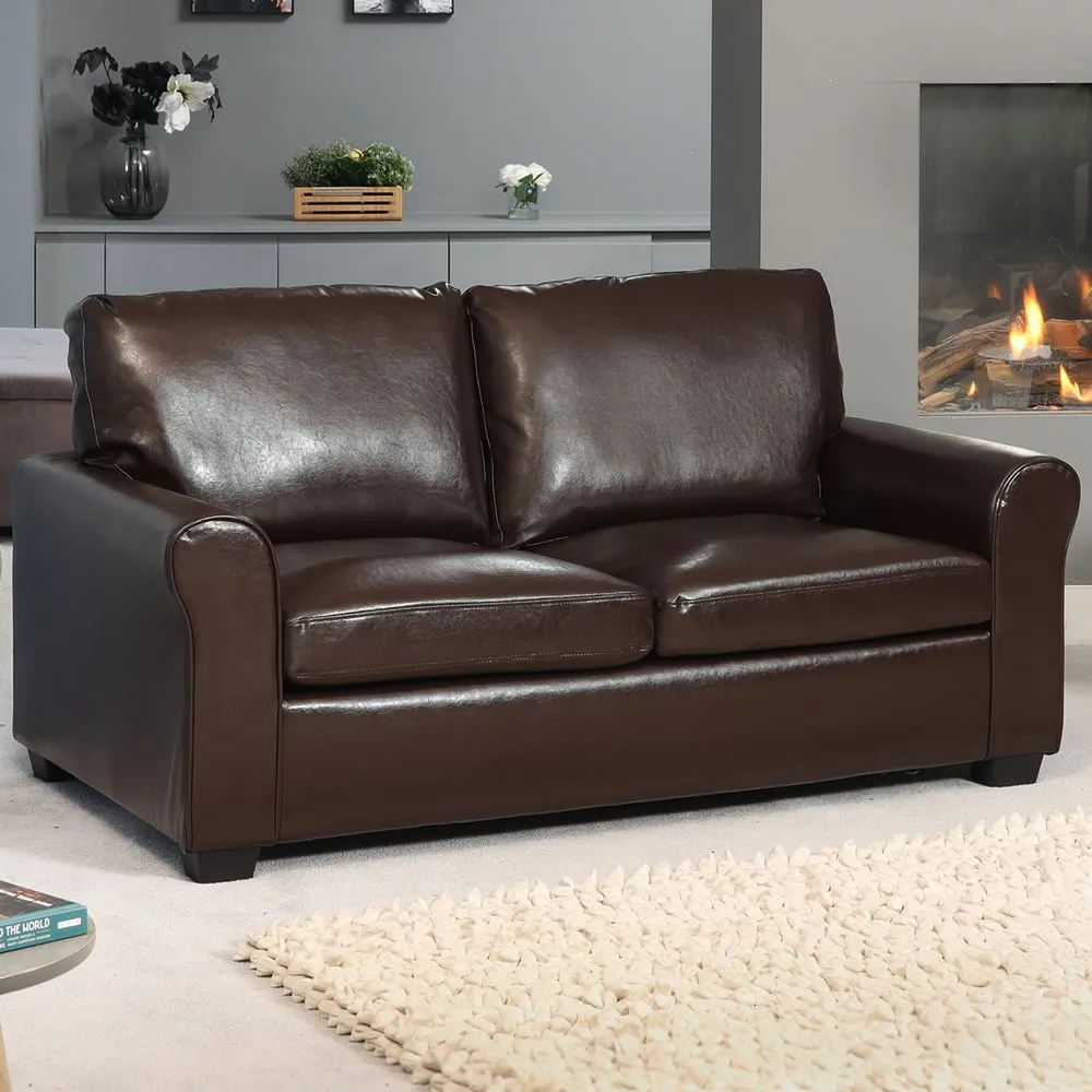 Lauderdale 2-Seater Sofa Bed with Pull-Out - Brown, Bonded Leather