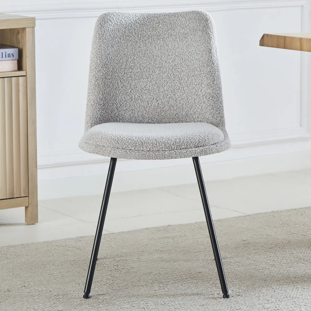 Lecce Set of 2 Dining Chairs - Cream, Boucle