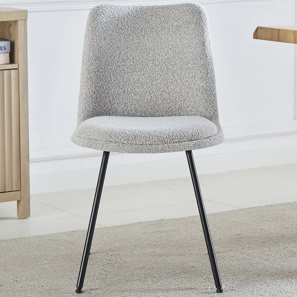 Lecce Set of 2 Dining Chairs - Cream, Boucle image