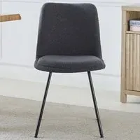 Lecce Set of 2 Dining Chairs - Grey, Boucle