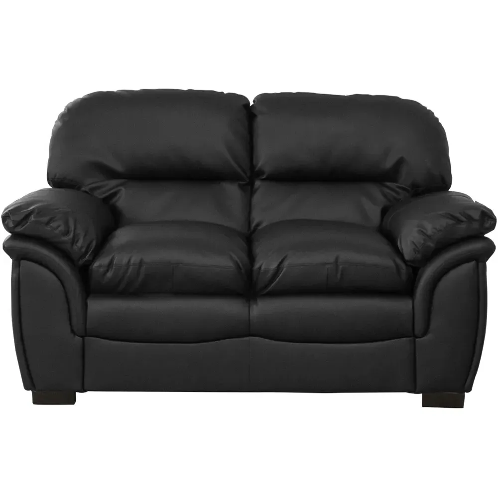 Leverton 2-Seater Sofa - Black, Bonded Leather