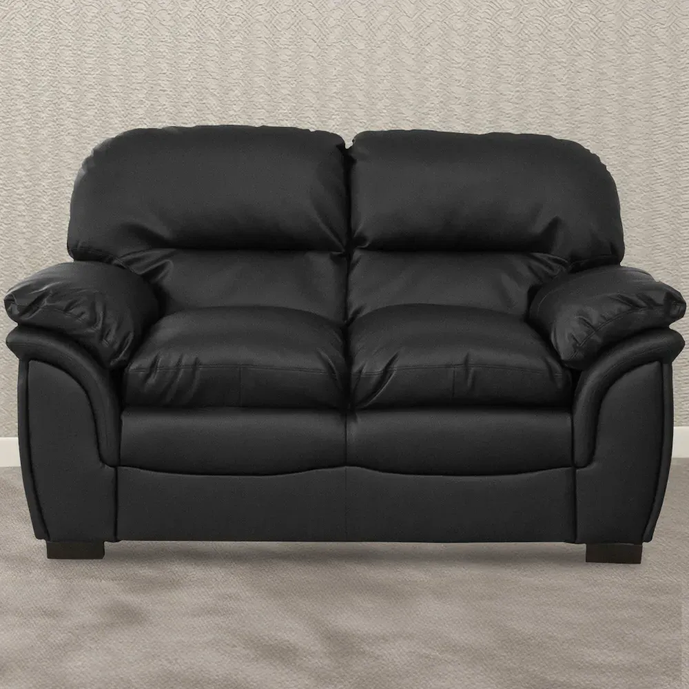 Leverton 2-Seater Sofa - Black, Bonded Leather