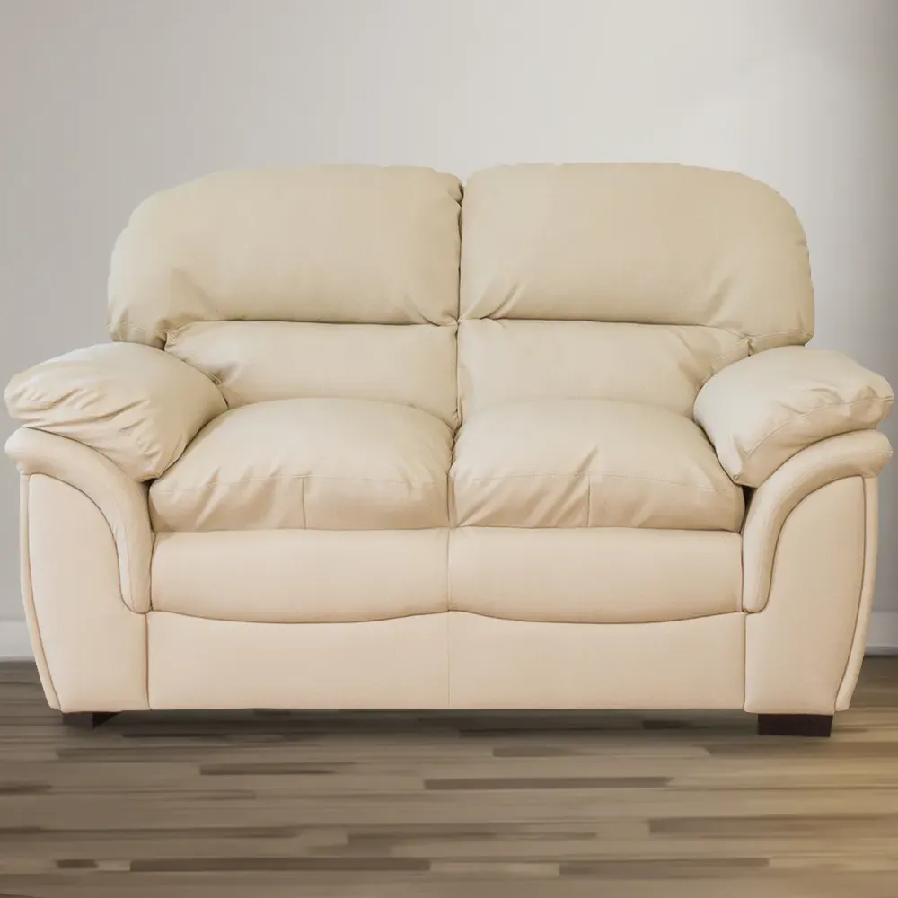 Leverton 2-Seater Sofa - Cream, Bonded Leather