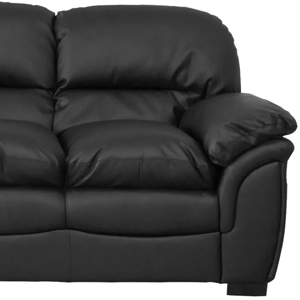 Leverton 3-Seater Sofa - Black, Bonded Leather