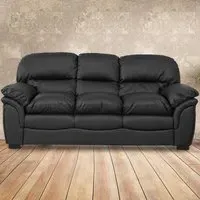 Leverton 3-Seater Sofa - Black, Bonded Leather