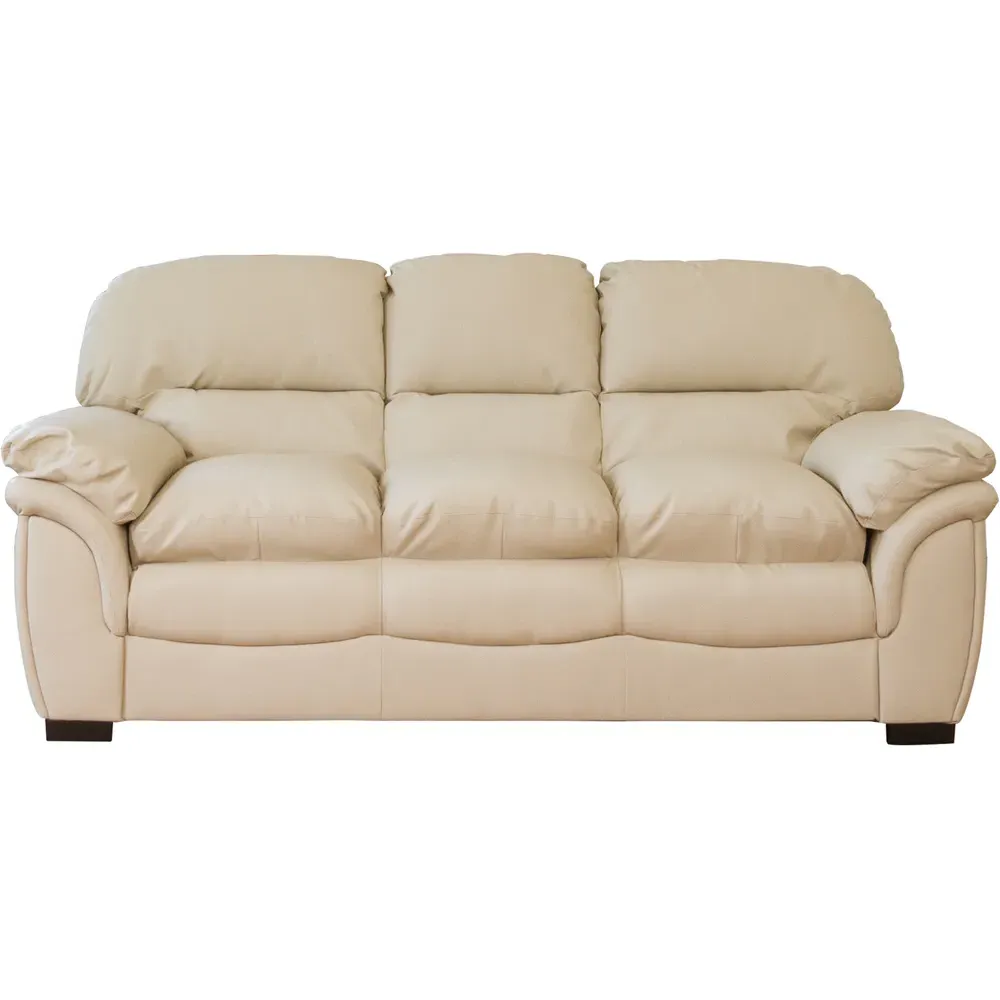Leverton 3-Seater Sofa - Cream, Bonded Leather