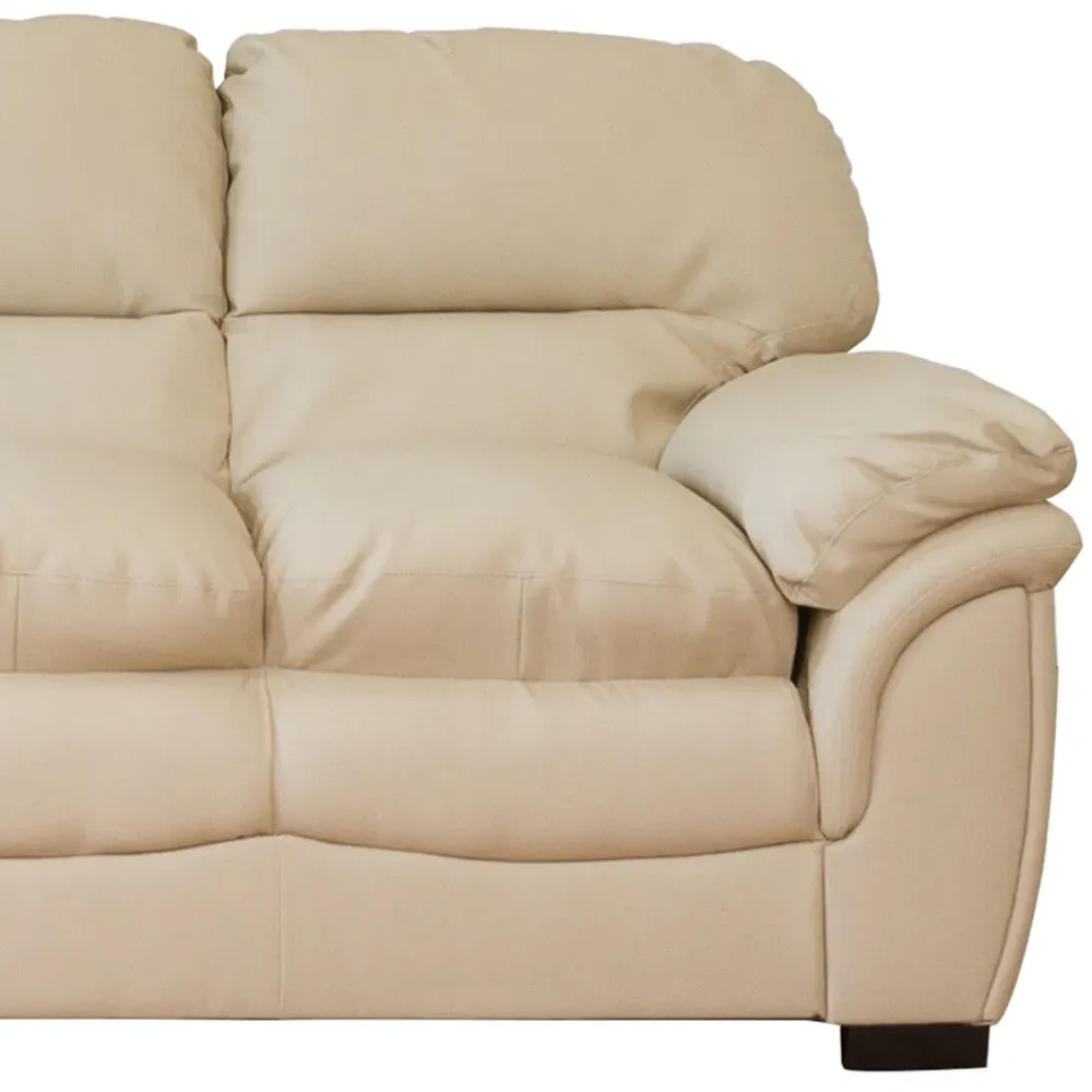 Leverton 3-Seater Sofa - Cream, Bonded Leather
