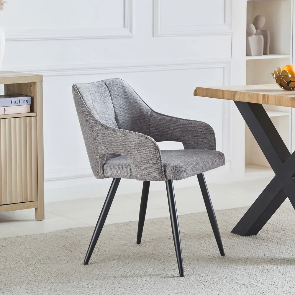 Lodine Set of 2 Dining Chairs - Grey, Fabric