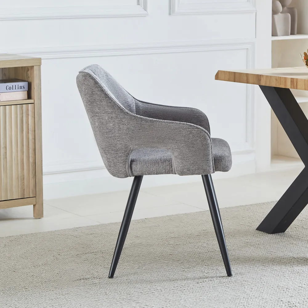 Lodine Set of 2 Dining Chairs - Grey, Fabric