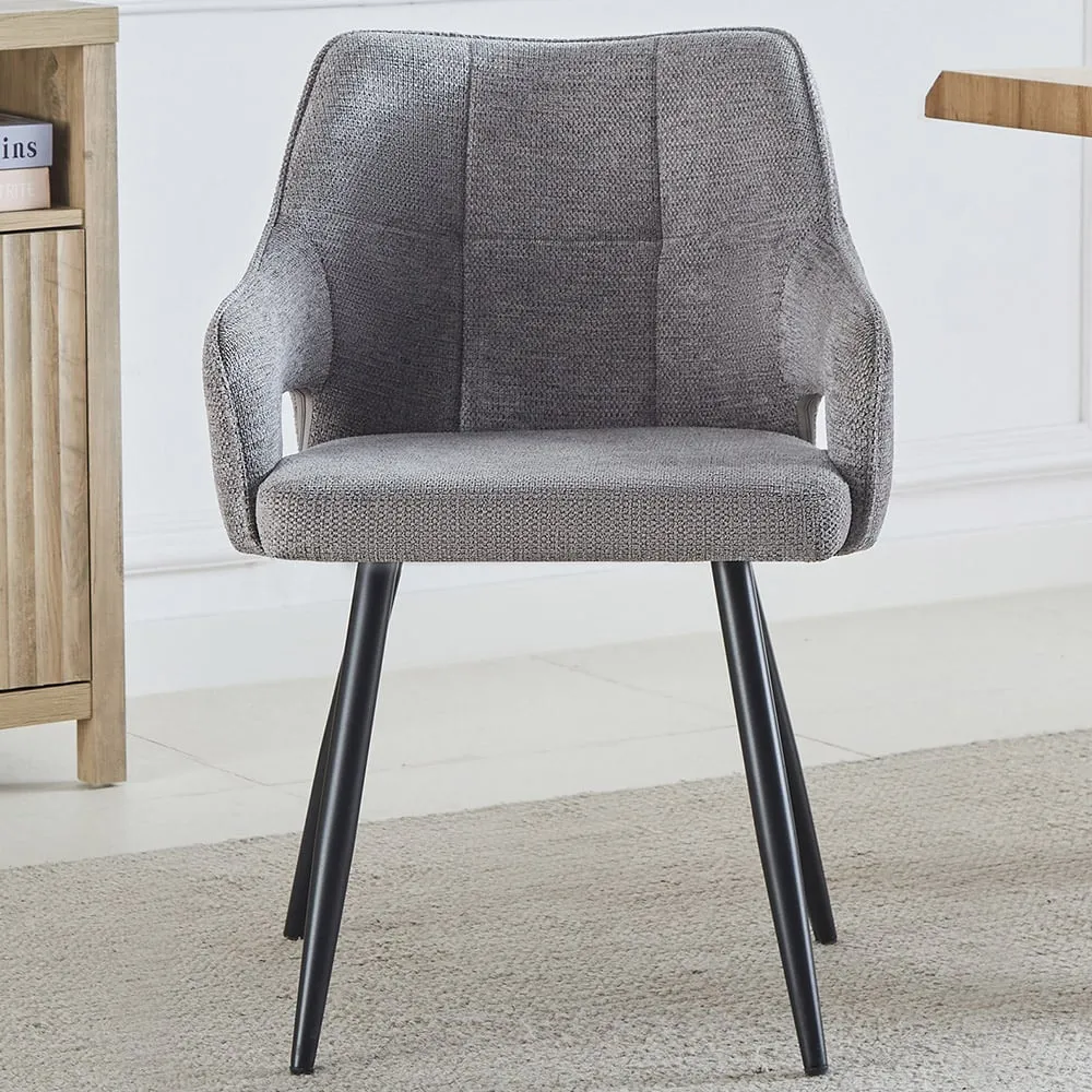 Lodine Set of 2 Dining Chairs - Grey, Fabric
