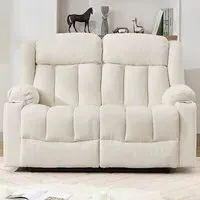 Lovell 2-Seater Recliner Sofa with Cup Holders - Cream, Boucle