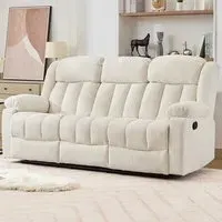 Lovell 3-Seater Recliner Sofa with Centre Console - Cream, Boucle