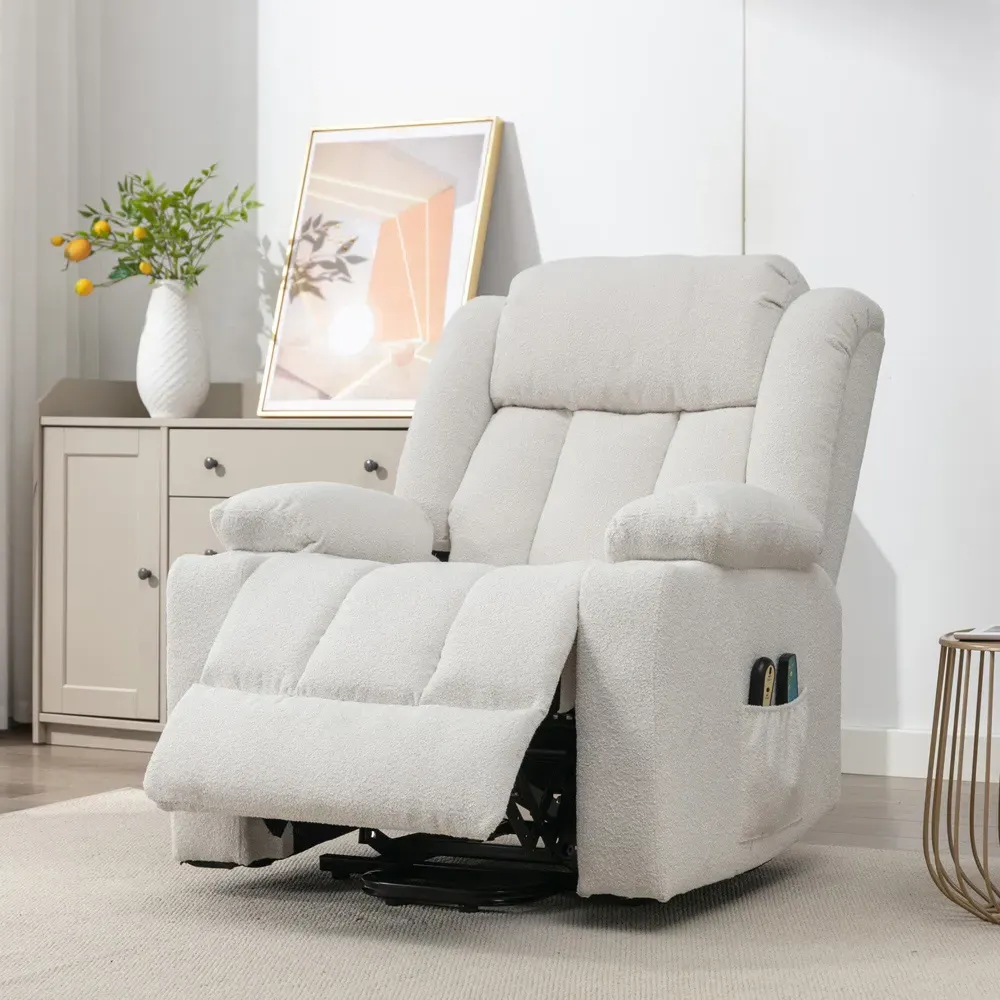 Lovell Electric Recliner Chair with Massage and Heat - Cream