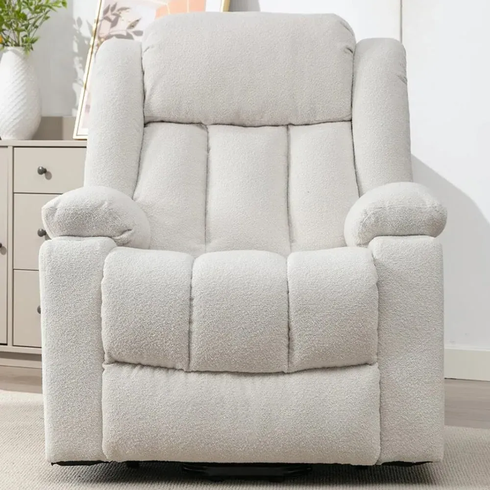 Lovell Electric Recliner Chair with Massage and Heat - Cream
