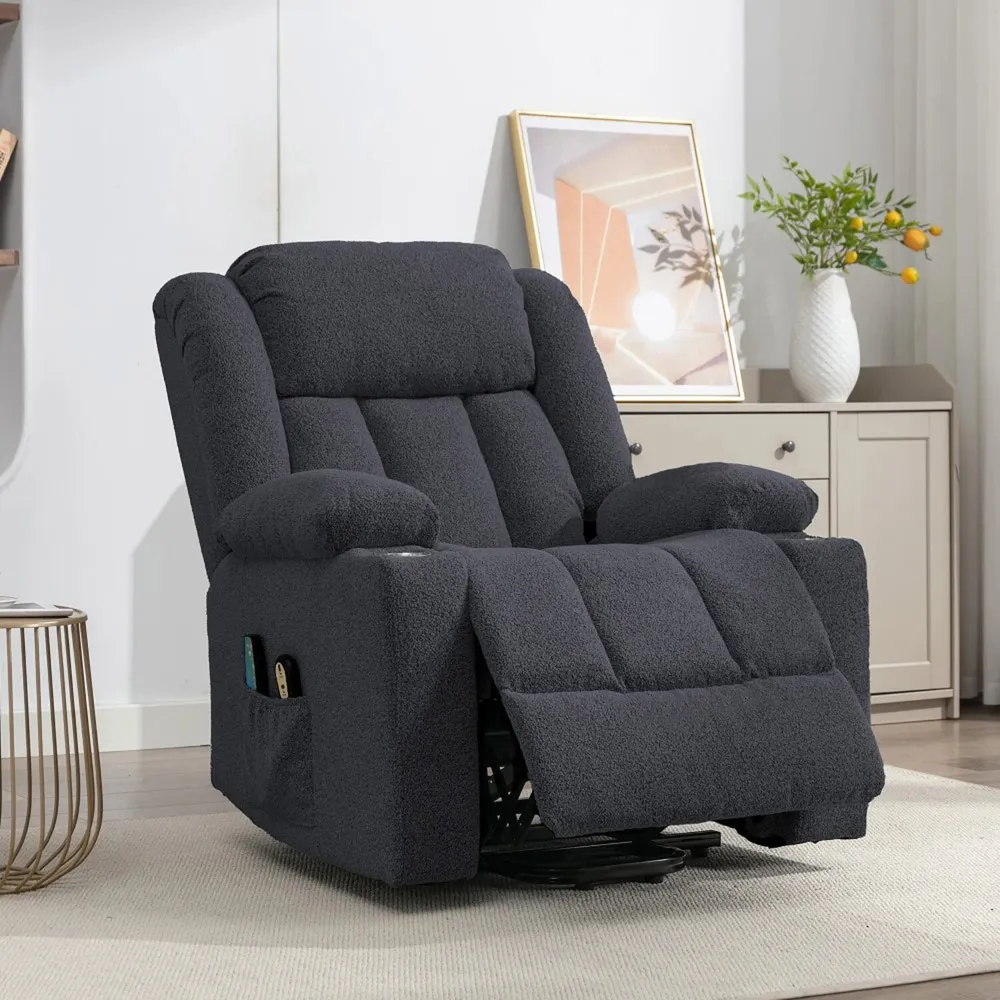 Lovell Electric Recliner Chair with Massage and Heat - Dark Grey