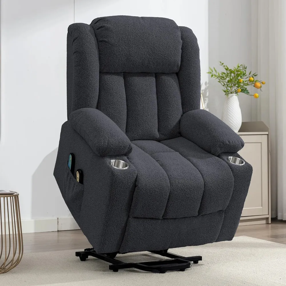 Lovell Electric Recliner Chair with Massage and Heat - Dark Grey