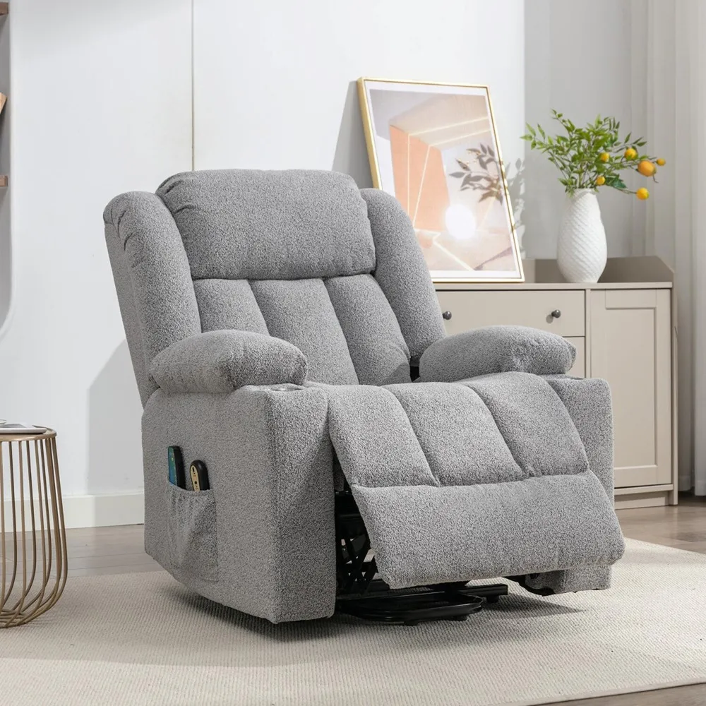 Lovell Electric Recliner Chair with Massage and Heat - Grey
