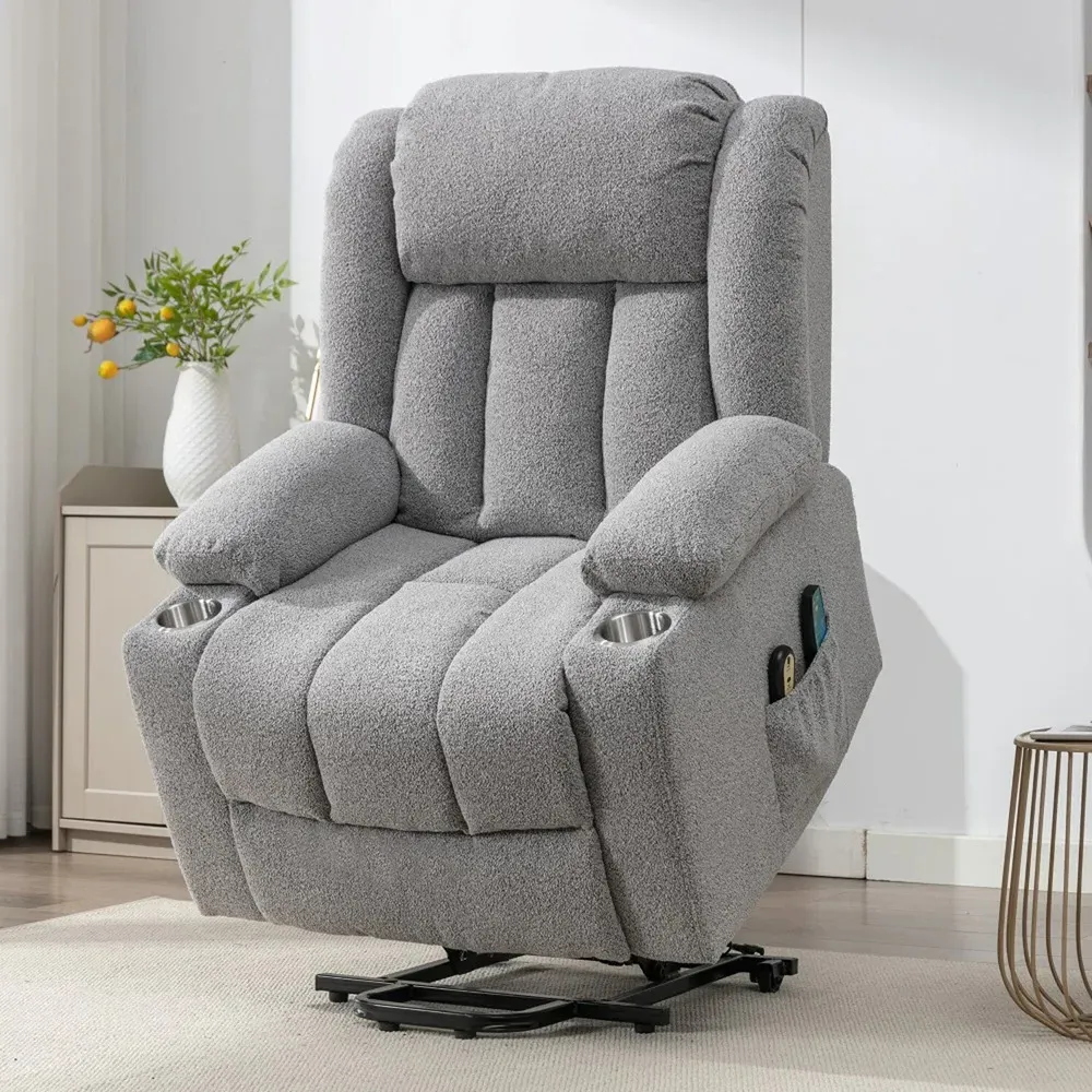 Lovell Electric Recliner Chair with Massage and Heat - Grey