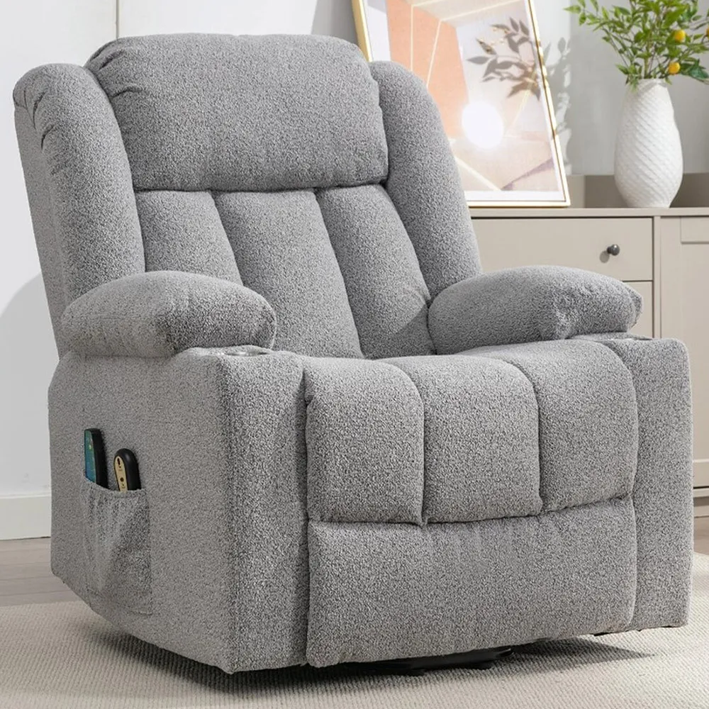 Lovell Electric Recliner Chair with Massage and Heat - Grey